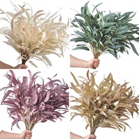 Feuilles d'eucalyptus artificielles pour la maison, feuillage multi-branches en tissu de soie vert automnal, verdure de mariage en gros