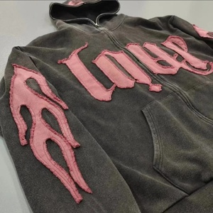Nouvelle Arrivée 2025 – Sweat à Capuche Zippé pour Homme en Coton 100% avec Broderie Appliquée et Effet Délavé Acide, Collection Automne - Product Image 3