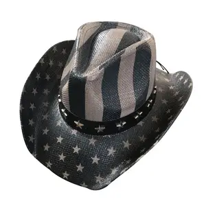 EE. UU. Bandera de Texas banda de cuero corbata de Bolo de paja duro sombrero occidental bandas sombreros de vaquero