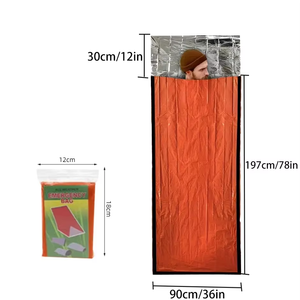 Couverture Portable PE <span class=keywords><strong>Film</strong></span> d'aluminium sac de couchage thermique chaud coupe-vent étanche Camping équipement de plein air sifflet - Product Image 5