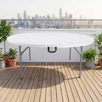 Table de salle à manger ronde en plastique moderne pliable pour événements et banquets de mariage