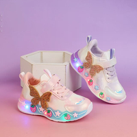 Chaussons pour enfants antidérapants, résistants à l'usure, avec amorti et éclairage, vente en gros à bas prix, par paire, nouvelles chaussures de sport décontractées pour princesses