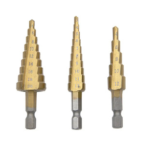 Guest Quality Metric <b>Step</b> <b>Drill</b> Bits 4-20mm Hex Shank For Nonferrous Metals Titanium Coated - Product Image 1