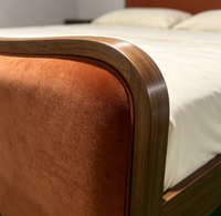 Cadre de lit réglable en velours de luxe moderne avec tête de lit incurvée et moelleuse, en bois massif écologique, taille Queen/King
