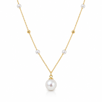 Collier pendentif en perles Edison de qualité supérieure avec chaîne à maillons, style classique violet et blanc pour femmes