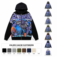Sweat-shirt à capuche zippé personnalisé avec impression graphique intégrale pour homme, streetwear oversize, imprimé The Dream, style hip-hop, en coton