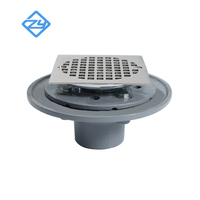 Grille de drain de douche carrée réglable en fonte et laiton pour usage commercial