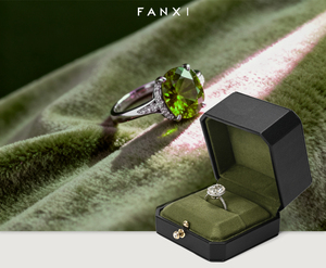 FANXI. Venta al por Mayor de Cajas de Joyería Modernas Octogonales de Cuero PU, Caja Organizadora de Anillos de Microfibra Personalizada de Lujo - Product Image 6