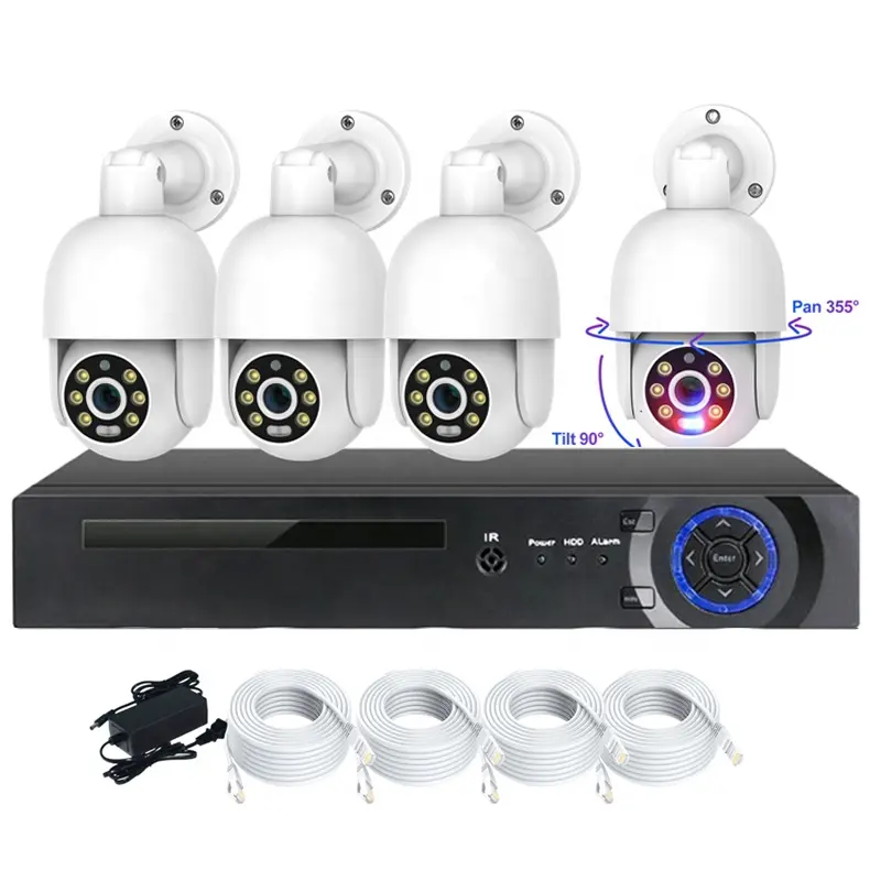 4k 8MP ngoài trời PoE IP PTZ máy ảnh đầy đủ màu sắc tầm nhìn ban đêm ánh sáng & còi báo động ứng dụng đẩy tự động theo dõi CCTV Camera Kit