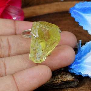 Anillo de dedo hecho a mano con piedras preciosas de forma áspera sin tratar Topacio limón Natural de Plata de Ley 92,5 último diseño Simple - Product Image 2