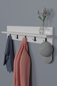 Porte-manteau mural multifonctionnel et support à vêtements de style moderne pour salle de bain et salon, en bois - Product Image 2