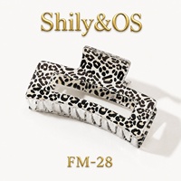 Shily&OS Custom Dierenprint Krabklem 8,5cm Vierkant Luipaard Koe Rock Stripe Amber Zand Flow Haaraccessoire Groothandel