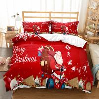 Ensemble de literie ChamXue, housse de couette, taie d'oreiller, thème de Noël, 3 pièces pour un intérieur confortable, hôtels, literie 4 saisons, douce et confortable