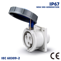 Enchufe Industrial de Alta Corriente 16A, 3 Pines, 220-240V, IP67, Impermeable, Macho y Hembra, 3 Tomas, Tipo UK