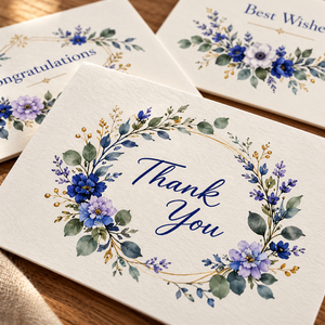 Surtido de Tarjetas de Felicitación con Flores Silvestres Azules y Moradas, Tarjetas de Notas en Blanco con Diseño Floral en Acuarela <span class=keywords><strong>para</strong></span> <span class=keywords><strong>Cumpleaños</strong></span>, Agradecimiento y <span class=keywords><strong>Felicitaciones</strong></span> - Product Image 4