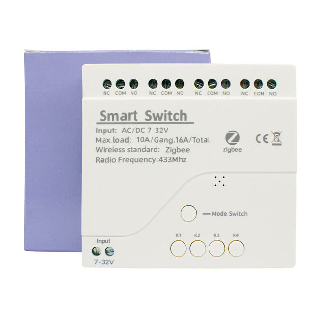 Smart Zigbee 4CH Relay Module Receiver Switch Automation Self-locking Intelligent Life Voice 433Mhz