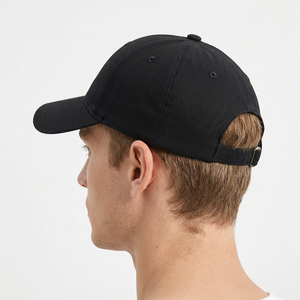 <b>Black</b> 6-Panel Baseball <b>Cap</b> Cotton Solid Color Fitted Hat for <b>Men</b> Casual Wear - Product Image 2