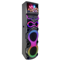 P-21204 Enceinte de karaoké intelligente Android 12 100W RMS Double Woofer 12'' + Tweeter Écran tactile 15,4'' 2 micros sans fil Lumière LED RGB