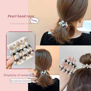 ยางรัดผมประดับเพชรและมุกสำหรับผู้หญิงและเด็กผู้หญิง, ยางรัดผมแบบยืดหยุ่น, ที่รัดผมแบบยืดได้สำหรับผมหางม้าและผมมวย - Product Image 5