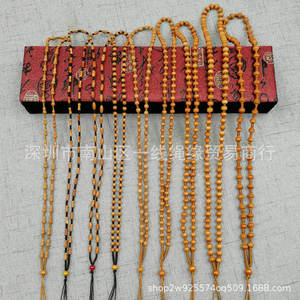 재고 천연 다크 브라운 라운드 6mm 99 비즈 미스바하 이슬람 쿠카 너트 Tasbih 나무기도 묵주 - Product Image 1
