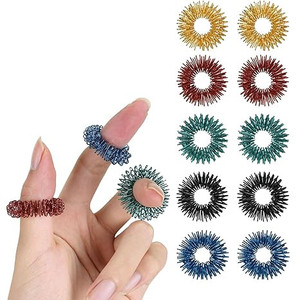 Aço inoxidável Fidget Toy <span class=keywords><strong>Finger</strong></span> Massage Ring para Acupuntura Terapia Mão Relaxamento Circulação sanguínea Dor Stress Relief - Product Image 1