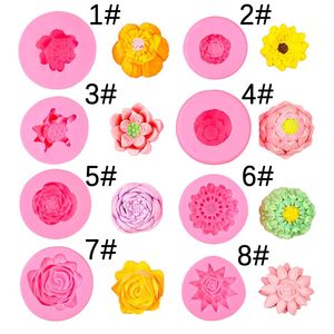 <span class=keywords><strong>Lotus</strong></span>, Tournesol, Rose Fleur Série Moule En Silicone Décoratif, Fondant, Chocolat Aromathérapie Gypse, Colle Goutte À La Main - Product Image 3