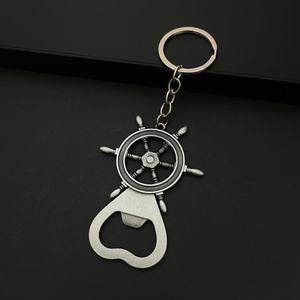 Creative <b>Ship</b> <b>Wheel</b> Bottle Opener Keychain for Men Nautical Theme Zinc Alloy Car Keyring Pendant for Guest Gift Wholesale - Product Image 2