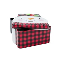 Boîte en fer blanc personnalisée recyclable en forme de bonhomme de neige pour Noël, de qualité alimentaire, pour biscuits, bonbons et chocolats, cadeau de Noël
