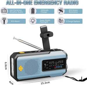 Factory Solar Hand Crank AM FM SW Radio Portable 2000mAh Power Bank SOS Alarm <b>LED</b> Torch ABS Radio for Outdoor Camping Charger - Product Image 2