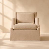 Fauteuil d'appoint moderne en tissu durable, rembourré en mousse, avec housse, pour salon, chambre, villa, hôtel
