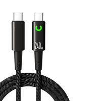 Kabel Data Pengisian Cepat LED Cerdas 240W USB C dengan Fitur Mati Otomatis dan Jalinan Nilon
