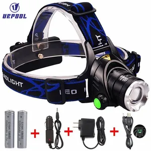 Led headlamp rechargeable led kepala lampu dengan tali kepala zoomable torch