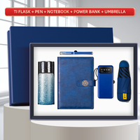 Ensemble Cadeau d'Affaires de Luxe avec Logo Personnalisé : Gobelet en Titane 400ml, Batterie Externe, Carnet, Mini Parapluie