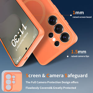Capa Magnética para Celular com Proteção de Lente para Samsung S26 Ultra, Capa de Celular com Sensação de Pele, Capa Traseira Laranja para S25 24 - Product Image 3