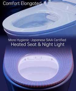 Bidet intelligent Toilette ADA Confort Hauteur Ouverture/Fermeture automatique Puissant Bouclier en mousse affleurante Siège chauffant Sécheur d'eau chaude instantané - Product Image 5