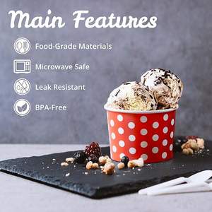 Pots à yaourt, coupes à glace de qualité alimentaire, coupes à gelato, à pois - Product Image 6