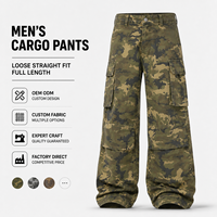 Celana Cargo Kamuflase Pria Desain Kustom OEM, Model Longgar Lurus Panjang, Banyak Kantong, untuk Merek Streetwear