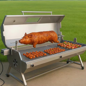 High Quality <b>BBQ</b> Rotisserie Set With Trolley Electronic Ignition High Tube Burners for Kitchen & Party Use Rotisserie Accessorie - Product Image 1