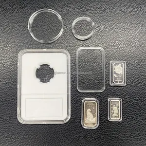 Custom Clear Acrylic Plastic Coin Capsule Round Square Rectangle Graded Coin Slab Gold Silver Bar Bullion case