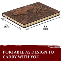 Bview Art Unique 200 pages 3D Dragon en relief Faux cuir A5 DND Notebook pour cadeau