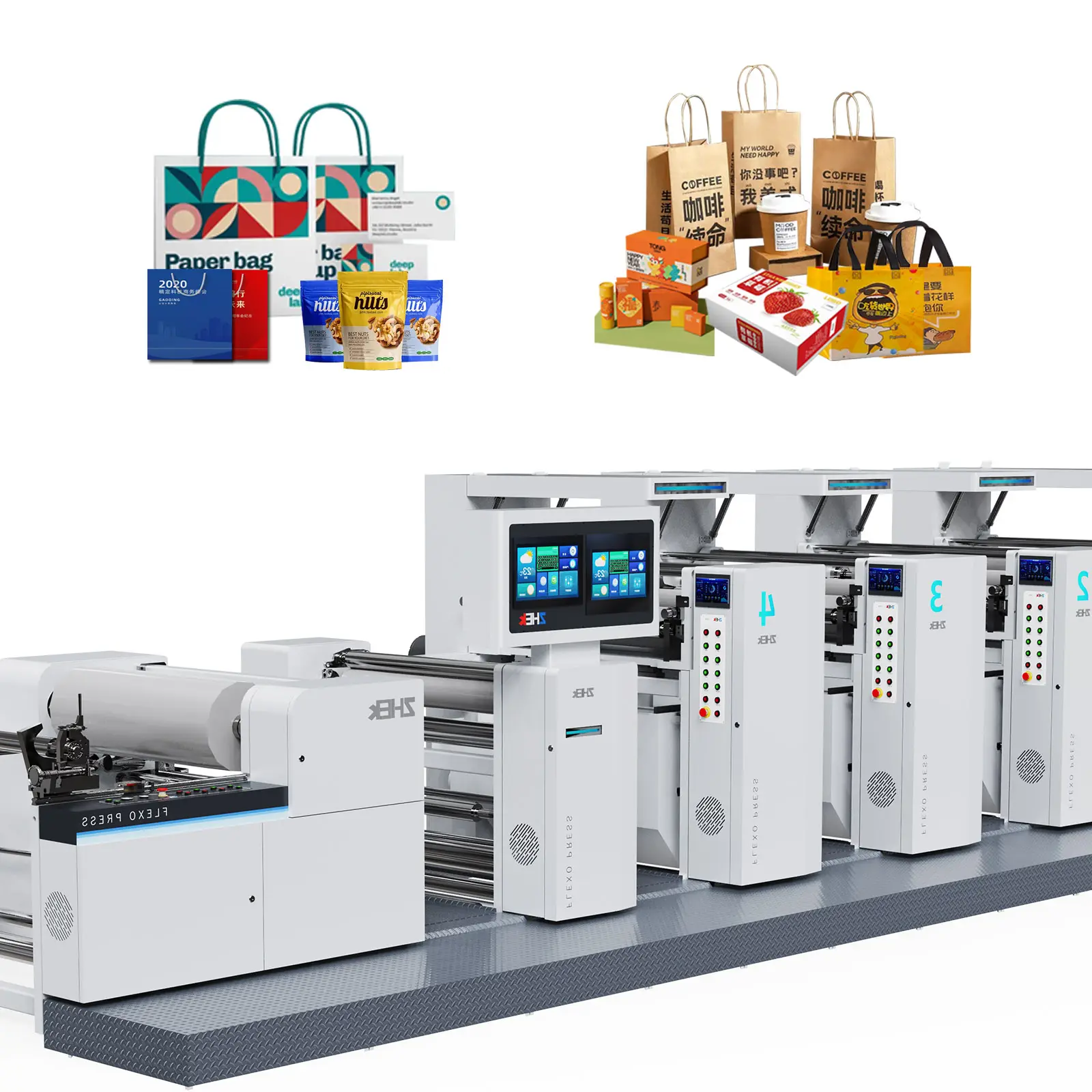 Automatic High Speed 4 6 8 Color Paper Bag Petal Set Flexographic Printing Machine