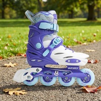 Patins à roulettes ajustables pour enfants, coque rigide violette, roues lumineuses en PU, système de triple verrouillage, doublure respirante, pour débutants, usage extérieur
