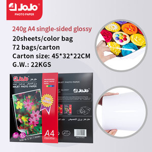 JOJO 240g Papier photo A4 brillant simple face, 20 feuilles, sac couleur, pour imprimantes jet d'encre, <span class=keywords><strong>photos</strong></span> nettes, impression <span class=keywords><strong>de</strong></span> haute qualité JA-1002 - Product Image 6