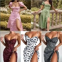 Global High Quality Print Kleines frisches Blumen kleid Zurück Schlankes Halfter Split Lure Charming Super Beautiful Sexy Female Dress