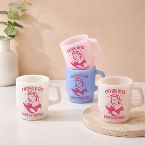 Taza de Vidrio Personalizada con Texto o Letra, Apilable, con Temática de Lectura, Taza de Café, Diseño Retro Clásico, Regalo Empresarial - Product Image 3