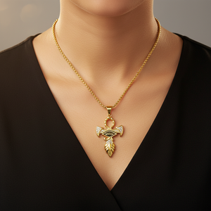 Vente en gros Nouveaux bijoux hip-hop européens et américains en cuivre plaqué or, chaîne à maillons sertie de diamants, œil d'Horus, <span class=keywords><strong>croix</strong></span> <span class=keywords><strong>Ankh</strong></span> - Product Image 5