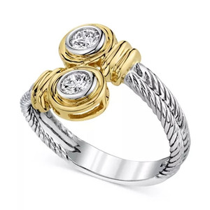Anello Punk Intrecciato Bicolore per Donne, Gioiello da Dito in Stile Europeo di Tendenza, Regalo per Uso Quotidiano e Feste - Product Image 3