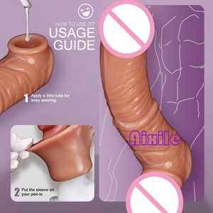 Manchon réaliste en silicone pour pénis, extenseur <span class=keywords><strong>de</strong></span> pénis, gaine pour pénis, jouet pour adultes, manchon d'extension pour hommes, jouets sexuels pour hommes et couples - Product Image 4