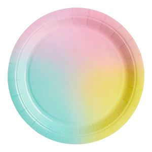 Modern Style Rainbow Pastel Paper <b>Plate</b> Set 9-inch Tableware for Party Decorations Hot Selling for Thanksgiving and Ramadan - Product Image 1