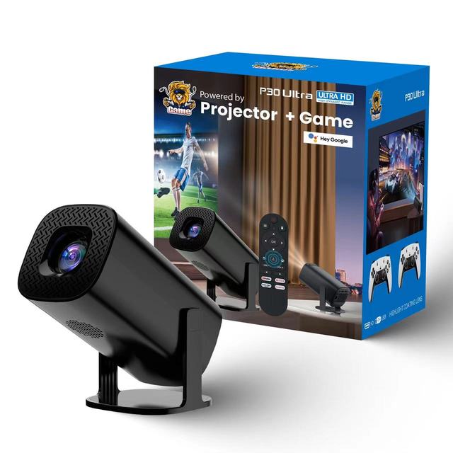 P30 Ultra Gaming Projector 2-in-1 Android 11 Home Theater 10000 Games WiFi Video Game Console 4K Support HIFI Stereo Speakers